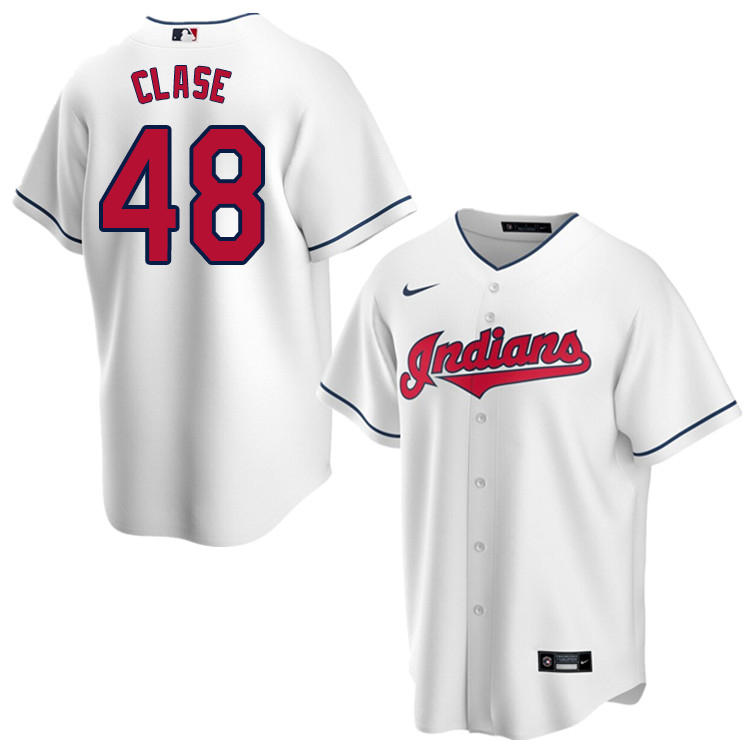 Nike Men #48 Emmanuel Clase Cleveland Indians Baseball Jerseys Sale-White